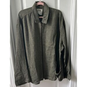 Flax by Jeanne Engelhart Womens Linen Jacket Zip Up Olive Drab Green Size 2G
